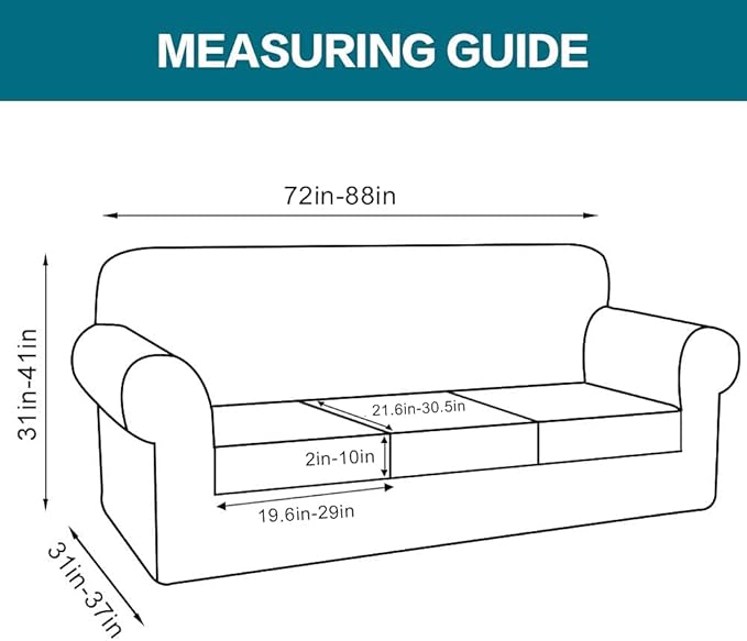 Turquoize 4 Piece Sofa Covers for 3 Cushion Couch Sofa Slipcover Soft Couch Cover for Dogs-Washable Sofa Furniture Covers with 3 Individual Cushion Covers,(3 Cushion Sofa, Black)