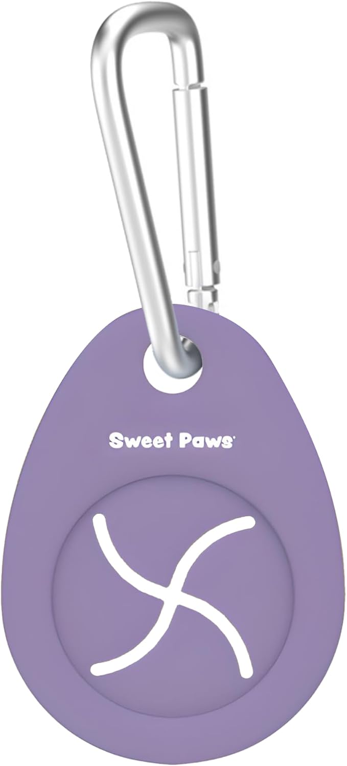 Dog Poop Bag Holder Charm for Hands-Free Carry of Used Poop Bag, Durable Eco-Friendly Silicone Dog Walking Accessory with Carabiner Clip -Lavender Cream