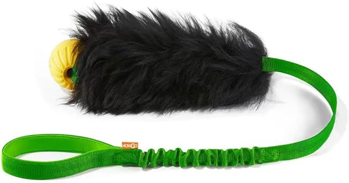HOWGO Dog Rope Toy,Dog Bungee Chaser Toy 100% Sheepskin,Sheep Smell Tug Toy for All Breeds (Green, with Rubber Ball)