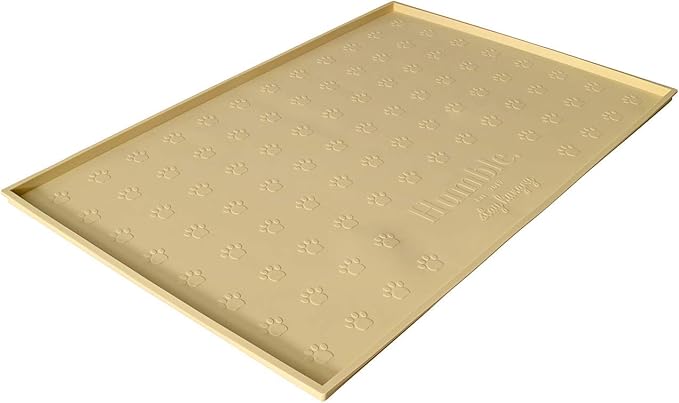Humble Pet Food Feeding Tray - Non-Slip, Anti-Spill, Raised Dog Mat, Easy Clean Waterproof - Premium Quality Silicone - Perfect for Dog Bowl and Cat Feeding, 24x16 (Sweet Cream)