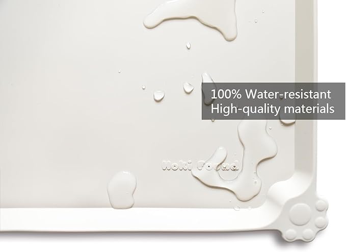 Hoki Found Silicone Pet Food Tray - High-Lips Dog Cat Bowl Mats - Waterproof Dog Cat Food Mats - Colors: Cream Brown