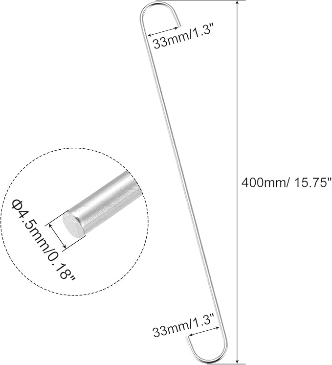 uxcell S Hanging Hooks, 16inch/400mm Extra Long Steel Hanger, Indoor Outdoor Uses for Garden, Bathroom, Closet, Workshop, Kitchen, Silver Tone, 4Pcs