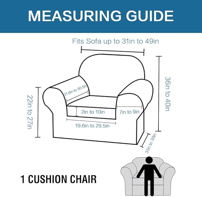 H.VERSAILTEX Rich Velvet Stretch 2 Piece Cover Chair Slipcover Sofa Cover Furniture Protector Couch Soft with Elastic Bottom Chair Couch Cover with Arms Width Up to 49 Inch(Chair, Burgundy)