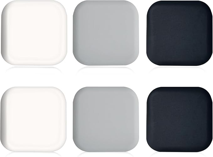 6 Pcs Square Door Stoppers Wall Protectors, Self Adhesive Door Stopper Silicone Bumper, Wall Guards Behind Door Handle Protector for Shower Bedroom Door Knob (Black & White & Grey)