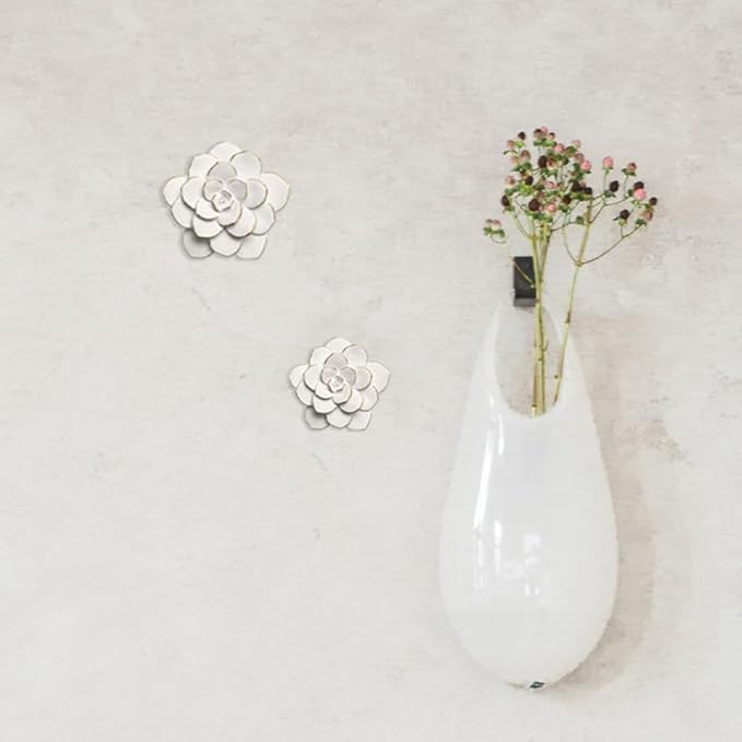 Guichifun Flower Wall Decor 3D Resin Succulent plants - Wall Hanging Decor Art Decor for Home Bedroom Living Room White Christmas Gift 3.25 X 4 X 1.25 Inch