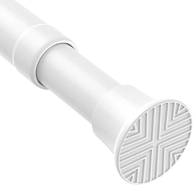 1pack Spring Tension Rods 23-46 Inch Adjustable White Tension Rod Spring Curtain Rod Extendable Short Curtain Rod Spring Loaded Curtain Rods Tension Rod for Curtains, Closet, Kitchen