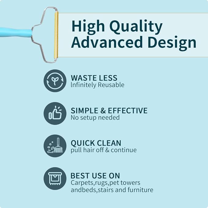 Pet Hair Removal Tool,Cleaner Pro Pet Hair Remover,Fabric Shaver by BSIWWO,Pet Hair Remover for Couch,Lint Shaver,Carpet Rake,Dog Hair Remover and Cat Hair Remover(2pack-Blue)