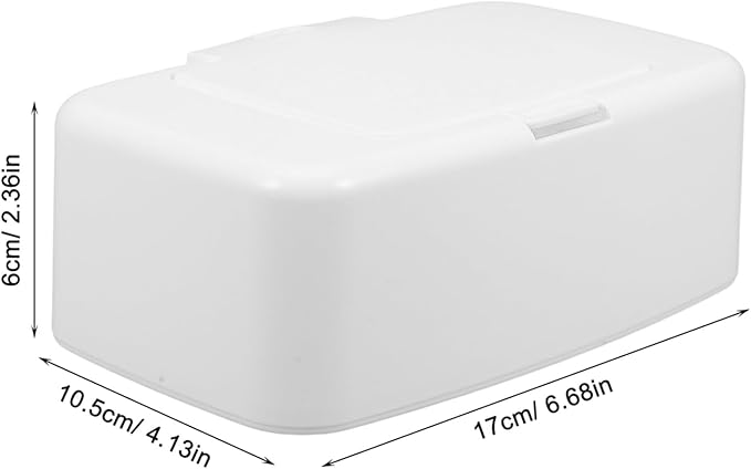Ipetboom Baby Wipes Dispenser Box - Refillable White Plastic Wipe Container with Dust Cover Portable Wipe Holder for Nursery Living Room Kitchen Bathroom 6.69X4.13X2.36 Inches