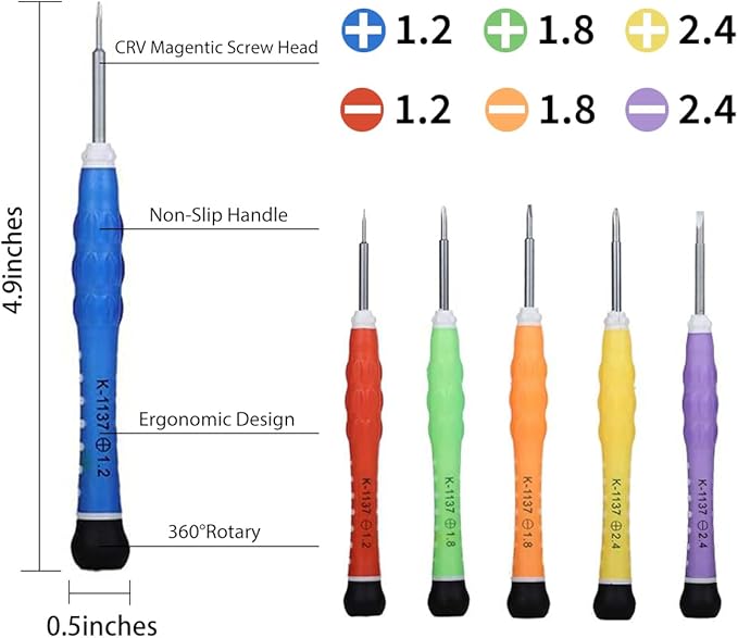 Precision Screwdriver Set of 6, Mini Screw Driver Professional Repair Tool Kit for Eyeglass, Glasses, Sunglasses, Electronics, Small Toys, PC, Clock and Watch (yellow)