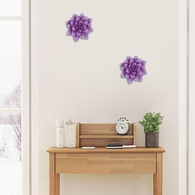 Guichifun Flower Wall Decor Succulent plants - 3D Purple Resin Wall Hanging Decor Art Decor for Home Bedroom Living Room Christmas Gift 3.75 X 4 X 1.5 Inch