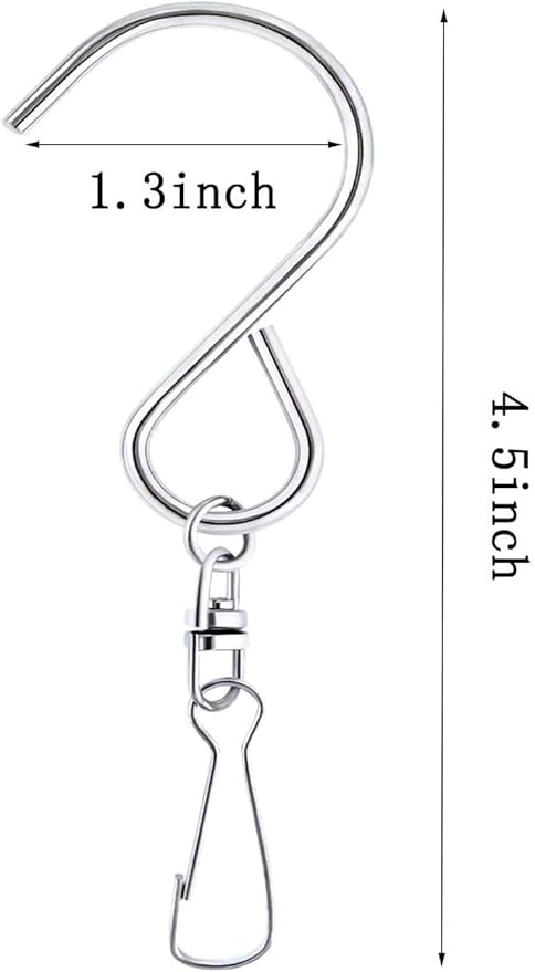 24 Pcs Swivel Clip Hanging Hooks, Stainless Steel 360 Degree Rotating Windsock Clips for Hanging Wind Chimes, Plants, Bird Feeder, Crystal, Birdcage
