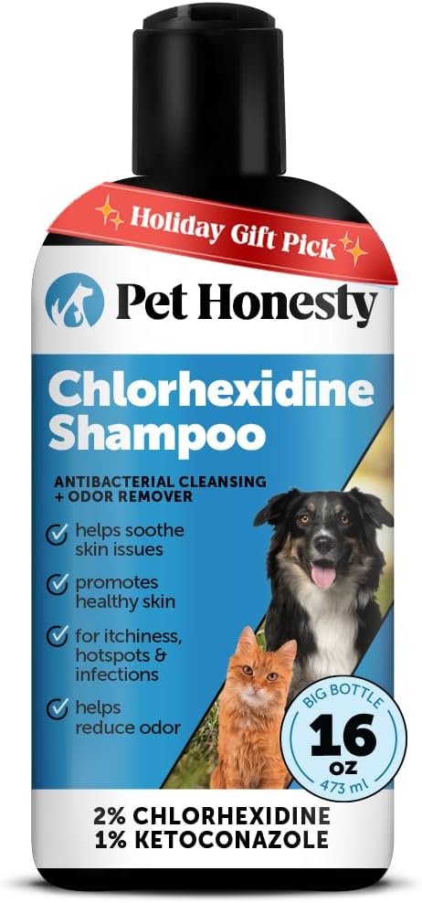 Pet Honesty Chlorhexidine Cat & Dog Seasonal Itch Relief Shampoo, for Allergies, Itching, Skin and Coat Supplement, Helps Shedding, Hot Spots, Deodorizing Dog Shampoo & Grooming Supplies,16oz