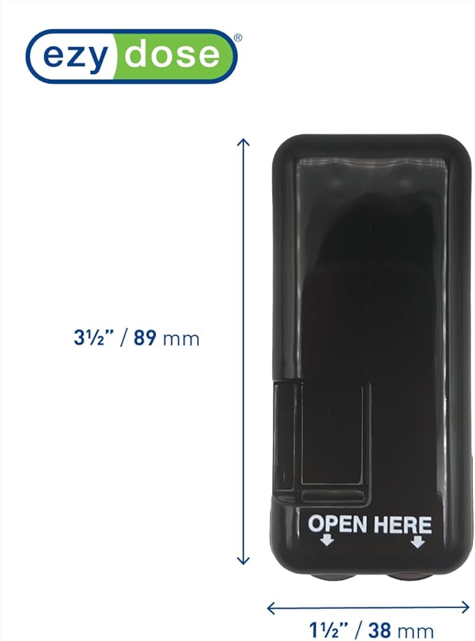 EZY DOSE Pill Cutter and Splitter with Dispenser, Safely Cuts Large, Small and Tiny Pills, Vitamins, Tablets in Half, Accurate and Easy Cutting, Stainless Steel Blade, Travel Sized, Black, BPA Free