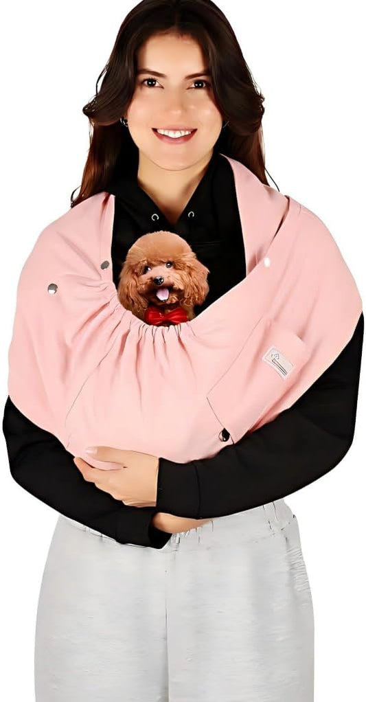 Dog Sling Carrier – Ice Silk Dog Slings for Small Dogs up to 10 lbs, Breathable Dog Carrier Sling with Adjustable Safety Strap & Buckle, Portable Cat Sling Carrier (Pink)