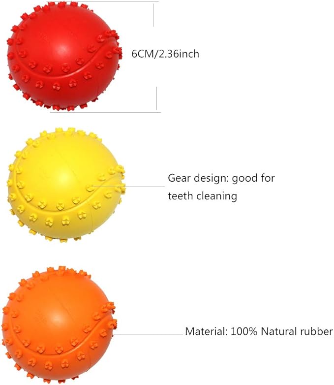 Rubber Dog Chewing Squeaky Ball Toys Fetch Play Toy for Puppy Small Medium Pets Dog Cat Pack of 3