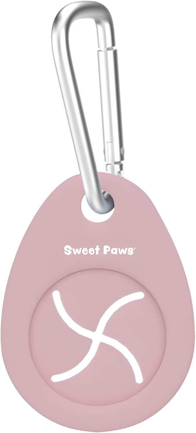 Dog Poop Bag Holder Charm for Hands-Free Carry of Used Poop Bag, Durable Eco-Friendly Silicone Dog Walking Accessory with Carabiner Clip-Blush Pink