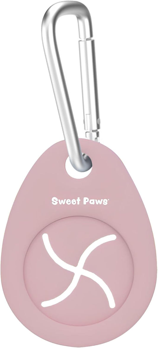 Dog Poop Bag Holder Charm for Hands-Free Carry of Used Poop Bag, Durable Eco-Friendly Silicone Dog Walking Accessory with Carabiner Clip-Blush Pink