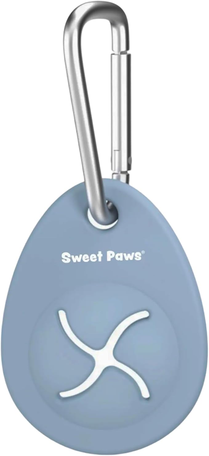 Sweet Paws Dog Poop Bag Holder Charm for Hands-Free Carry of Used Dog Poop Bag on Leash, Lightweight Durable Silicone, Preserves your Diginity and Frees your Hands-Glacier