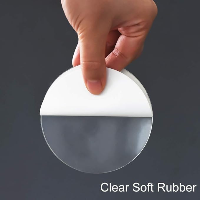 Door Knob Wall Shield, Transparent Round Soft Rubber Wall Protector Self Adhesive Door Handle Bumper (Large Round 3.54" 4PCS, Clear)