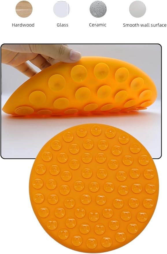 Silicone Non-Slip Mat for Pet Bowl,Basic Non-Slip Pad for Dog Bowl or Cat Bowl with Double Sided Anti-Slip Suction Cup Rotundity Bowl Pad (Gray, S-Diameter 26cm)