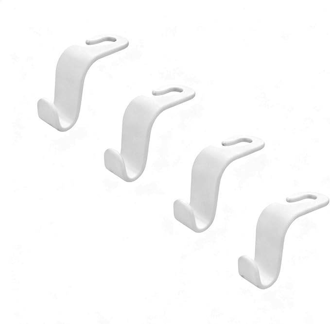 ANULEYO 4 car Hooks for headrests, PE Material seat Back Hooks and Phone Holder, Double Headed Pillow, Wallet Storage,
