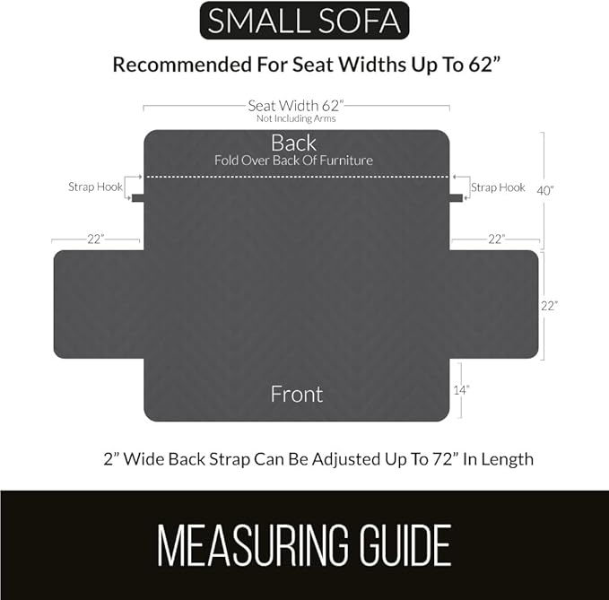Sofa Shield Couch Slip Cover with Patented Strap, Cushion Protector, US Designed Reversible Stain and Dog Tear Resistant Slipcover, 62 inch Seat, Washable Covers for Dogs Pets, Chevron Gray