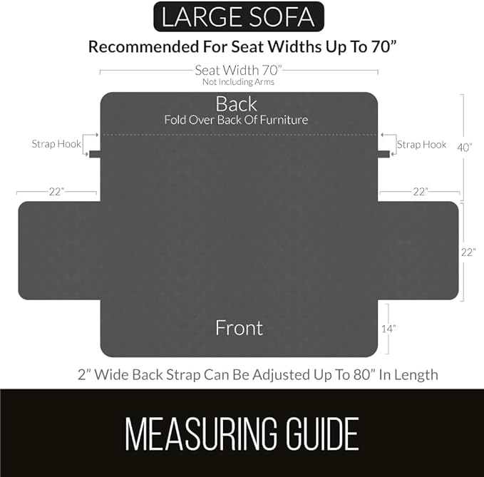 Sofa Shield Couch Slip Cover with Patented Strap, Cushion Protector, US Designed Reversible Stain and Dog Tear Resistant Slipcover, 70 inch Seat, Washable Covers for Dogs Pets Kids, Charcoal