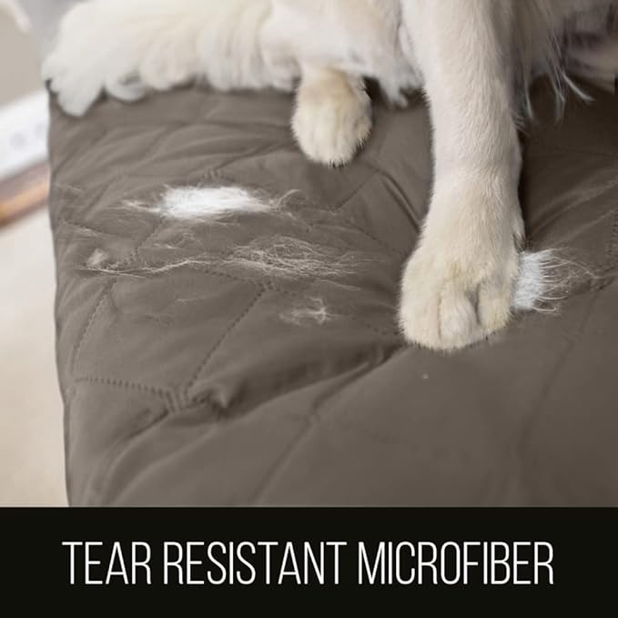 Sofa Shield Recliner Slip Cover with Patented Strap, Cushion Protector, US Designed Reversible Stain and Dog Tear Resistant Slipcover, 25 inch Seat, Washable Covers for Dogs Pets, Latte Linen