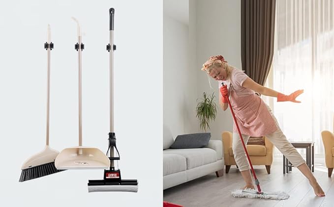 6PCS Broom and Mop Holder, Heavy Duty Garden Tool Organizer Rack Rake and Shovel Handle, Stainless Steel Mop Hanger. Wall Mounted Utility Rack with Screws, Silver.