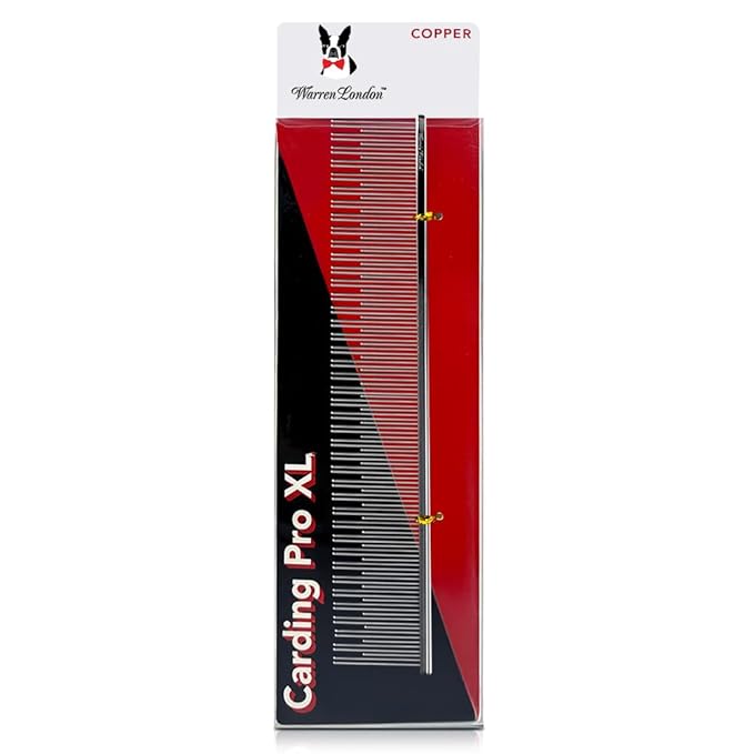 Warren London Carding Pro XL Comb 9in | Copper Grooming Comb with Dual-Length Teeth | Removes Undercoat, Loose Fur, and Dander | Groom like a Professional