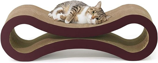 Infinity Cat Scratcher Lounger, Reversible Scratcher, Infinity Cat Cardboard Scratcher, Large Cat Scratching Pad, Scratching Board, Scratcher Lounge Bed for Indoor Cats, Brown