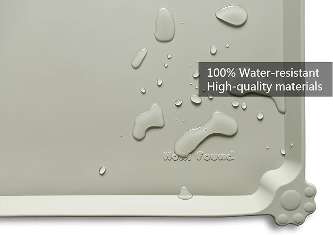 Hoki Found L Silicone Non Slip Pet Dog Cat Bowl Mats - Placemat - Feeding Mat - Waterproof - For Carpet - Cream Green