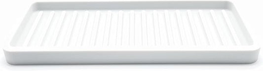 Happitasa Silicone Kitchen Sink Organizer Tray, Sponge Holder and Countertop Protector | Bathroom and Kitchen Soap Dish and Dispenser Tray (White, 9"x3.5")