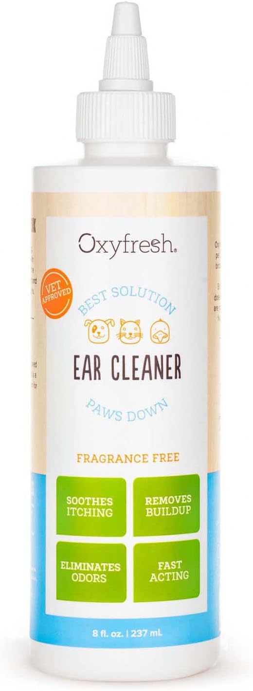 Oxyfresh Advanced Pet Ear Cleaner - Best Dog and Cat Ear Cleaning Solution - Helps with Yeast, Wax, Dirt & Itchy Ear Canal - Cleaning, Soothing, & Sting-Free Dog Ear Wash & Cat Ear Rinse - 8oz
