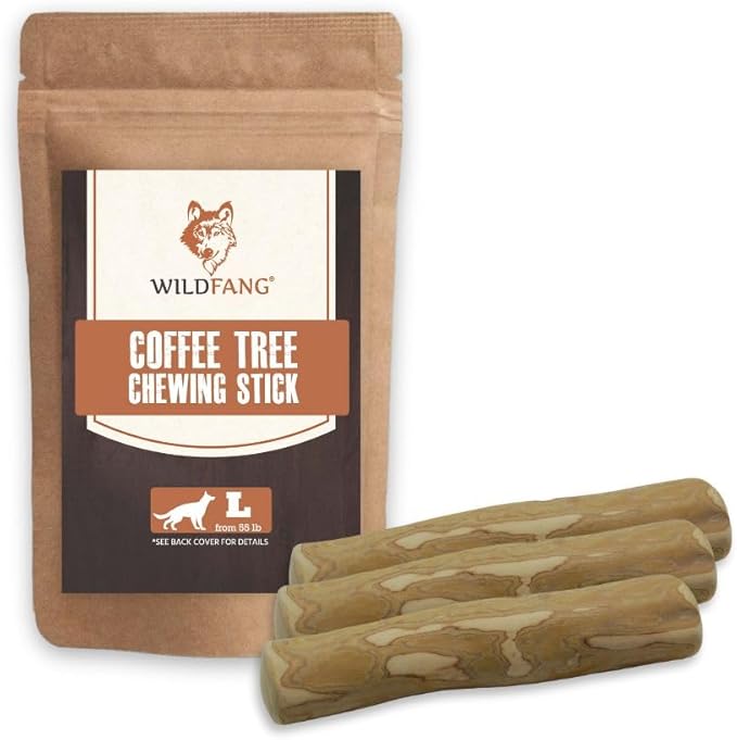 Wildfang® Coffee Wood Dog Chew, Large - Tough Chew Toys for Aggressive Chewers, Dog Teething Toys for Puppies, Training for Chewing Muscles, Coffee Tree Sticks for Large Dogs (55-99 lbs), Pack of 3