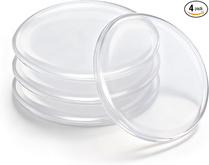 Probrico Clear Silicone Door Stoppers, 2" Round Self-Adhesive Wall Protector 4 Packs, Transparent Bumper for Wall/Cabinet Door Protecting, Soft Silicone Crash Pads-Quiet Door Opening
