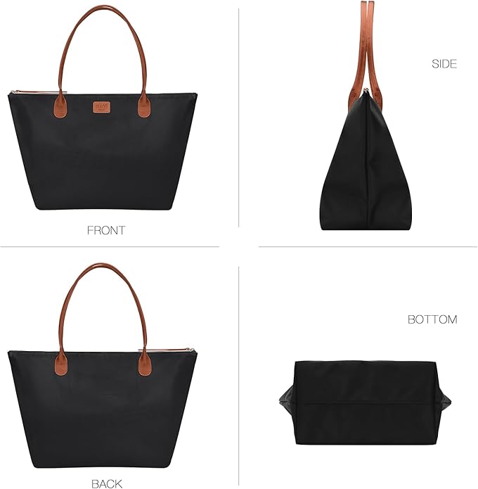 Nylon Tote Bag for Women, Large Foldable Weekend Hobo Purses for Women, Shoulder Tote Handbags with Zipper | Nylon, Large, Foldable, Weekend, Tote, with Zipper