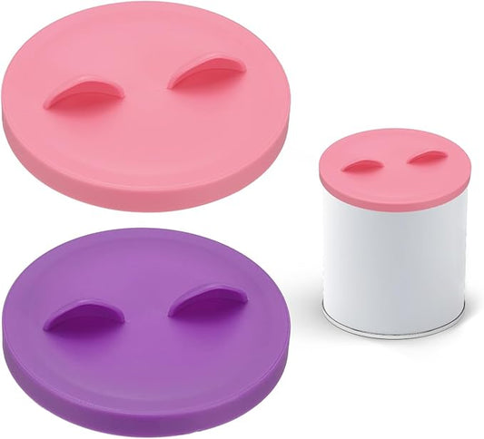 Cat Food Can Covers Lids, Dog Food Can Lids with Cute Pet Ears Shaped Silicone Toppers One Fit 3 Standard Sizes, (Lavender/Pink, 2Pcs), Intended for Dog/Cat/Pet Food Cans