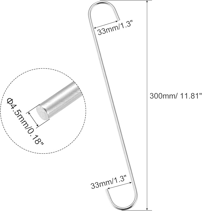 uxcell S Hanging Hooks, 12inch/300mm Extra Long Steel Hanger, Indoor Outdoor Uses for Garden, Bathroom, Closet, Workshop, Kitchen, Silver Tone, 4Pcs