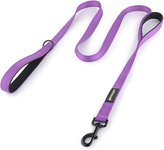 Plutus Pet Dog Leash 6ft Long, Traffic Padded Two Handle, Heavy Duty, Reflective Double Handles Lead for Control Safety Training, Leashes for Large Dogs or Medium Dogs, Dual Handles Leads (Purple)
