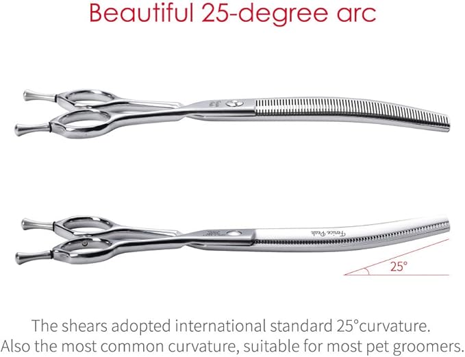 Fenice Peak Dog Grooming Shears Curved Thinning Scissors for Dogs and Cats Face Body Trimming Shears 440C 7''