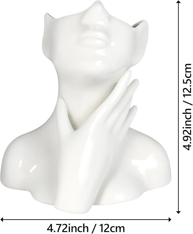 Ceramic Face Pen Holder Organizer, Female Form Face Pen Tools Storage Cup for Desk Accessories, Compact Pencil Holder for Desktop, Living Room, School, Home and Office Decor
