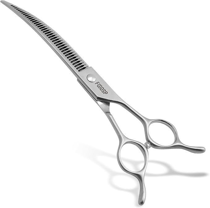 Magic Curved Chunkers Dog Grooming Scissors Professional 7'' Pointy-tongued Curved Fluffer Thinning Shears for Pet Cat 70% Thinning Rate Japan Alloy Steel 37 Teeth