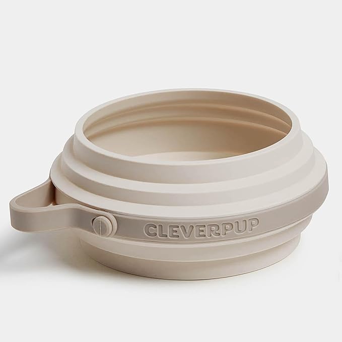 Nomad Small Collapsible Dog Bowl - 2 Cup Food-Safe Silicone Travel Bowl for Dogs, Portable & Sturdy, Food/Water, Dishwasher Safe - Sand