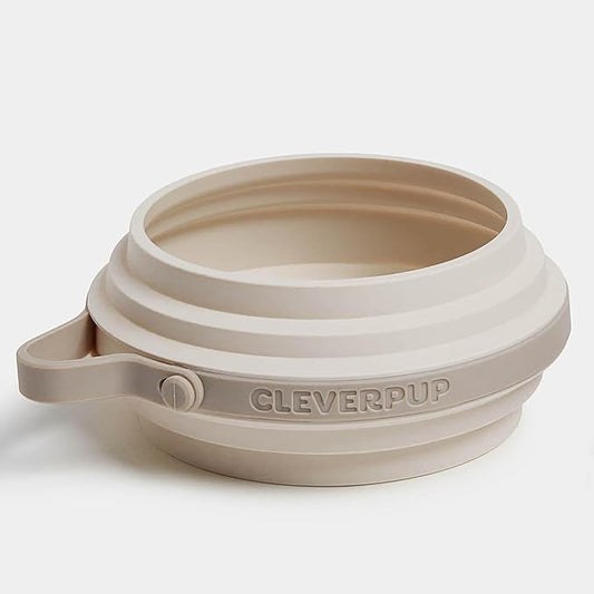 Nomad Small Collapsible Dog Bowl - 2 Cup Food-Safe Silicone Travel Bowl for Dogs, Portable & Sturdy, Food/Water, Dishwasher Safe - Sand