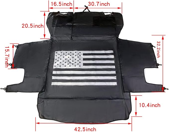 Dog Trunk Liner for Jeep, Heavy Duty Waterproof Oxford Cargo Protector for 2007-2026 Wrangler JK JL 4-Door, Nonslip Washable Pet Seat Cover & Anti-Scratch Liner (US Flag)