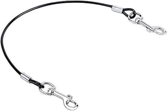 Mogoko Pet Dog Car Seat Belt Restraint, Coated Stainless Steel Chew Proof Dog Vehicle Safety Tether Cable, Double Clip No-Chew Pet Car Leash Lead-16 Inch Black