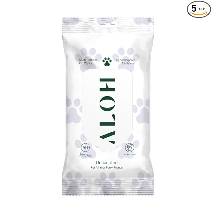ALŌH Hypoallergenic | All-Natural | Multi-Purpose Pet Wipes, Unscented 50ct Wipes