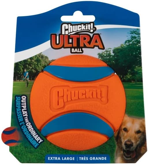 Chuckit! Ultra Ball Dog Toy - for Dogs 100+ lbs - Made from Durable Rubber - Super Bouncy - Floats in Water - 3.5-inch Diameter - Size XL (Pack of 2)