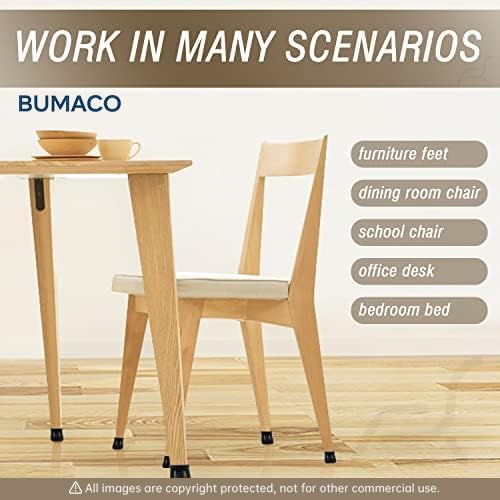 BUMACO Chair Leg Floor Protectors Square Chair Leg Protectors for Hardwood Floors 40Pcs Silicone Covers to Protect Floors Square (Black-L Fit 1-1/16" to 1-5/8")